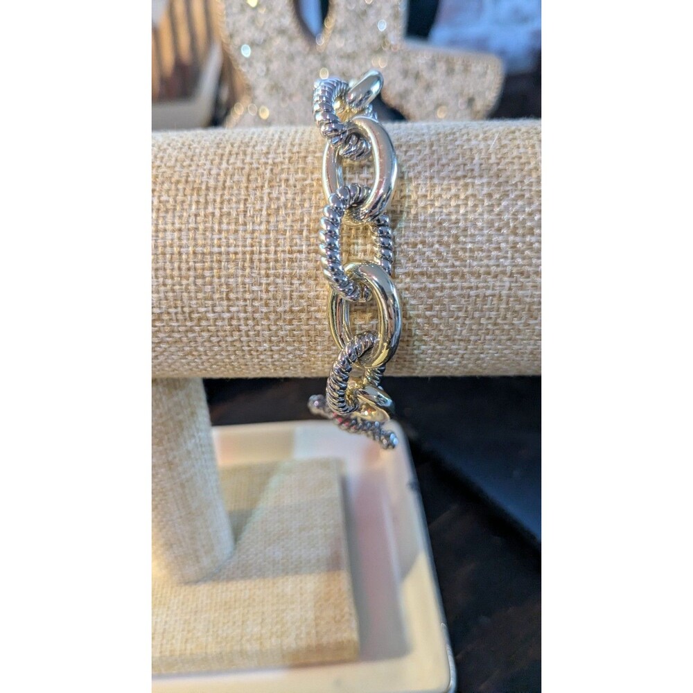 Gold and Silver Colored  Large Links Bracelet 8” Long